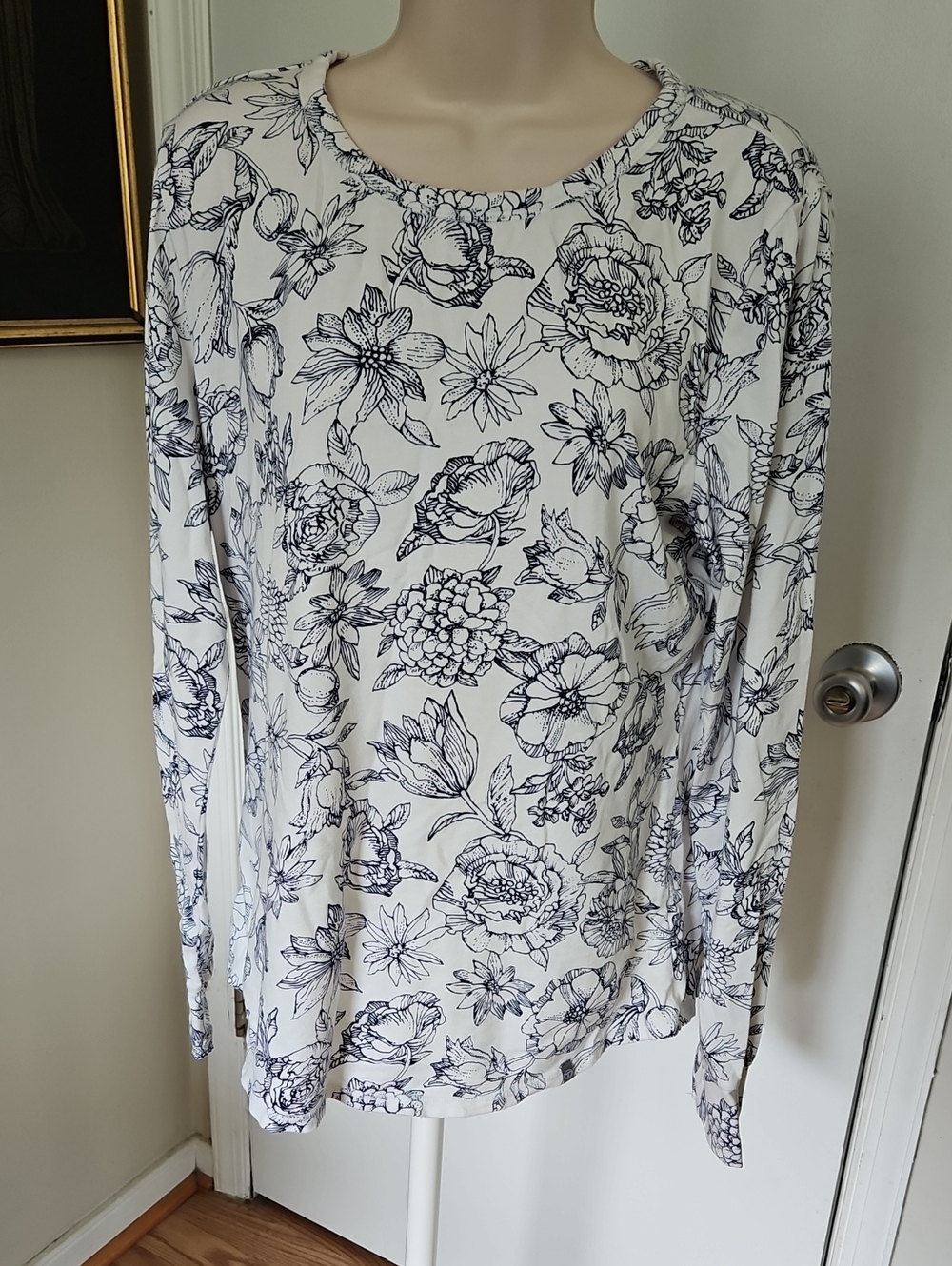 Talbots Bicolor Floral Top Size L